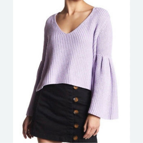 Free People Lilac V-Neck Sweater - Picture 1 of 4